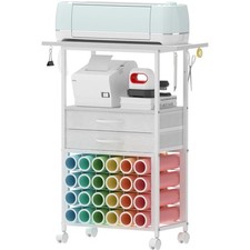Organizer and Storage Stand Compatible with Cricut Machines,Rolling Storage C...