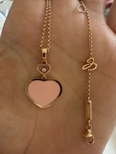 Chopard 18ct Rose Gold Happy Heart Pink Opal And Diamond Pendant