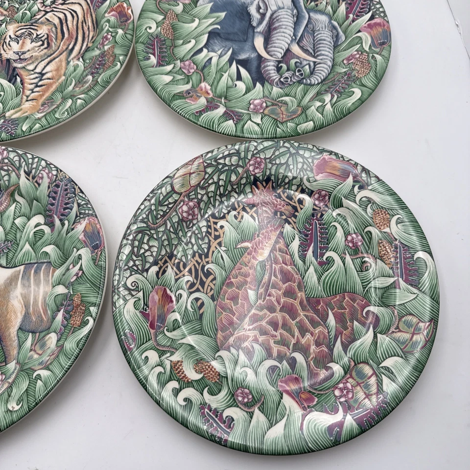 New SET SIX Gien France La Jungle Animal Salad Plates 9.5 diam; 7” - Image 3 of 4