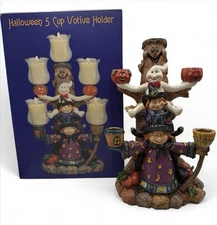 Trick N’ Treats Halloween 5 Cup Candle Votive Holder Decoration VTG W Box