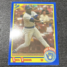 SCORE 1990 Score Greg Vaughn Rookie #585 Milwaukee Brewers Baseball Card. rookie card picture