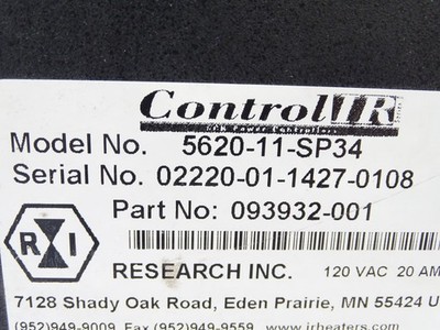 RESEARCH INC. 5620-11-SP34 PROCESS CONTROLLER