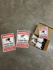 2 Dummy Fake Indoor/Outdoor Cameras w/ One LED Light No Trespassing Signs