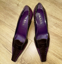 Prada Vintage Two Tone Leather Kitten Heel Pumps Pointed Toe Italy EU 39 US 8.5