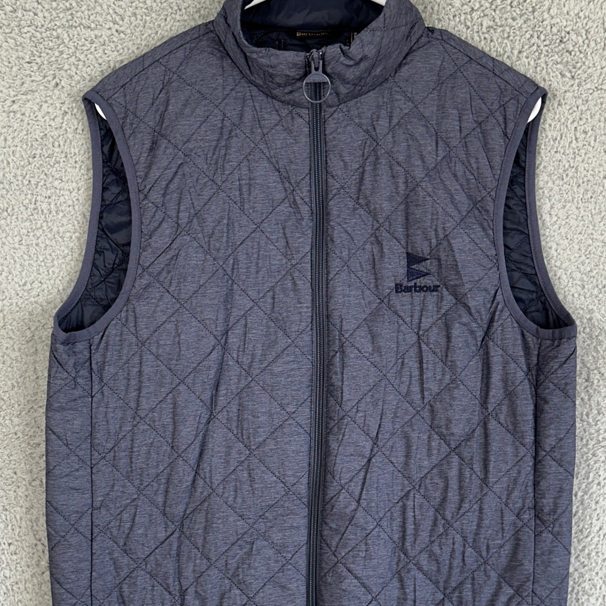 Barbour Vest Quilted Men Small Blue Full Zip Lightweight