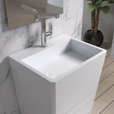 Free Standing Solid Surface Stone Resin Glossy Sink 33 x 17 inch - DW-130