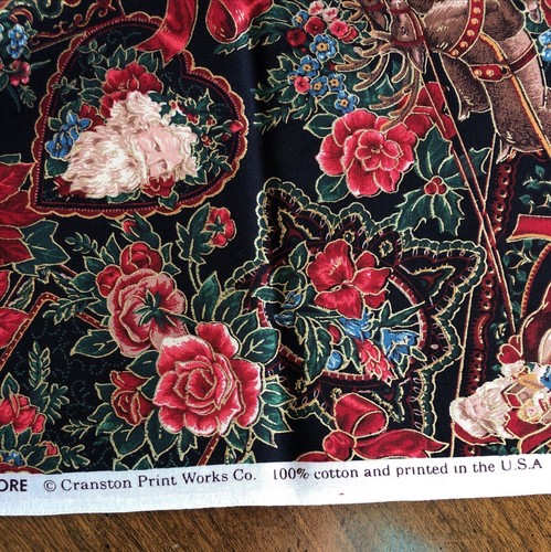 Joan Messmore Cranston Christmas Metalic Fabric Victorian Santa Cotton 3 Yds - Picture 5 of 7