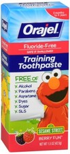 Orajel Kids Fluoride-Free Training Toothpaste Sesame Street Berry Fruity 1.5OZ