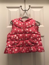 Gymboree Polka Dot Pink Puffer Hooded Vest Girls 12-24 Months