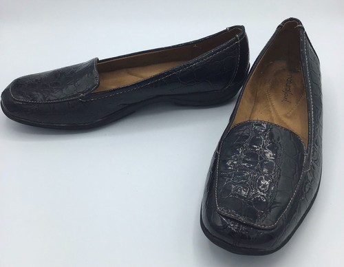 Natural Soul Black Patten Leather Loafer Shoe Size 8.5 Alligator Texture Work - Bild 3 von 5