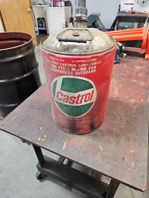 Vintage Castrol Motor Oil 6.5 Gal Bucket Can Gas Service Station Advertising