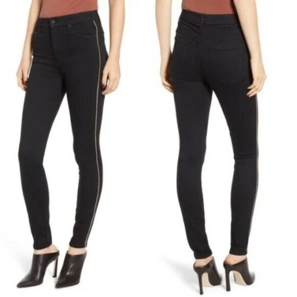 Mother High Waisted Looker Not Guilty One Liner Skinny Jeans Black Size 25