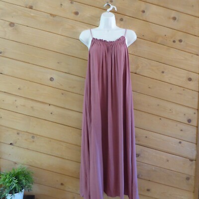 Zara Dusty Pink Spaghetti Strap Loose Relax Fit Long Camisole Long Slip  Dress M | eBay
