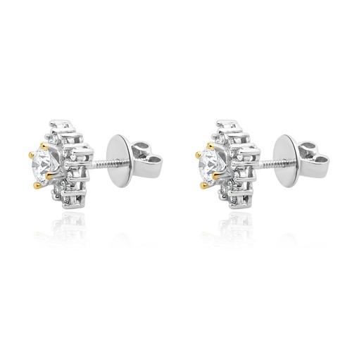 18 Karat White Gold Diamond Cluster Stud Earrings - Picture 3 of 4