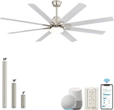66" Smart APP Ceiling Fan with Light and Remote 6 Speed ​​Reversible 8 Blades US