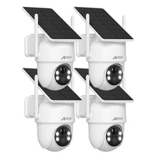 ANRAN 4 Pack Security Camera Wireless Outdoor 5MP 360° PTZ Camera Solar Powered