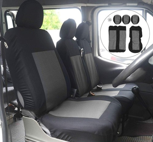Housses de Siege Tissu Gris 2+1 Camion Camionnette pour Renault Trafic Master - Picture 2 of 8