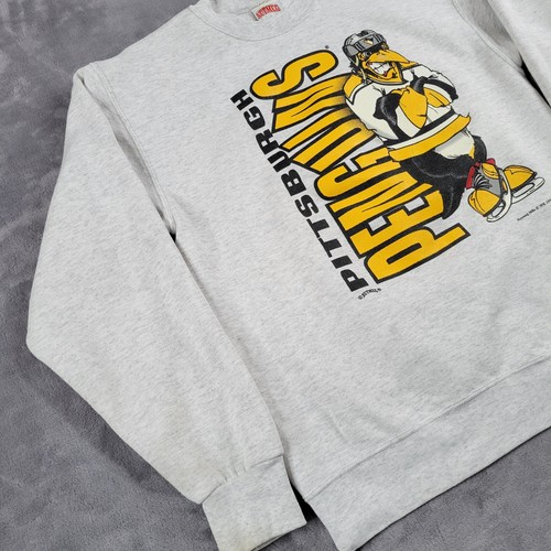 Vintage Pittsburg Penguins Swestshirt Mens Medium Crewneck 1994 Robo Nutmeg Gray - Picture 8 of 16