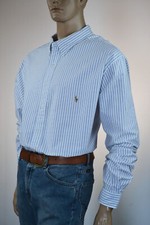 Ralph Lauren Classic Fit Striped Blue Long Sleeve Shirt/Pony-4XLarge Tall-NWT