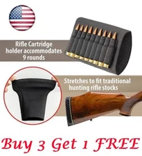 Tactical Ammo Pouch Cartridge Holder 9 Round Rifle Bullet Holster Butt Stock USA