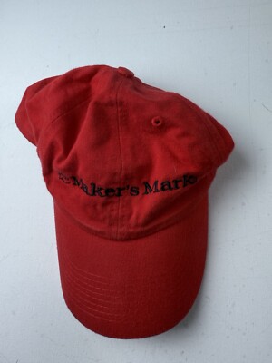 MAKERS MARK EMBROIDERED ADULT ADJUSTABLE RED BASEBALL HAT CAP