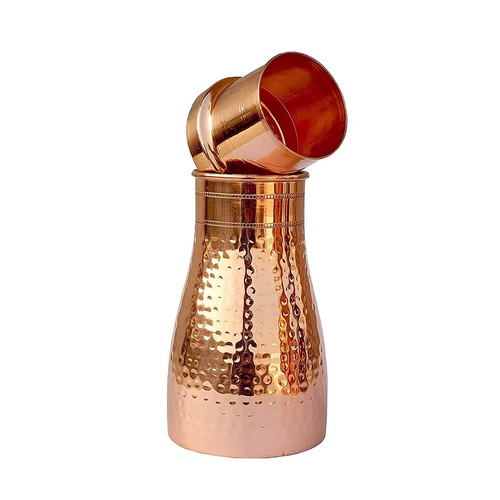 Flacon D'eau En Cuivre Pur Avec Gobelet – Carafe Ayurvédique, Bienfaits Santé, Neuf