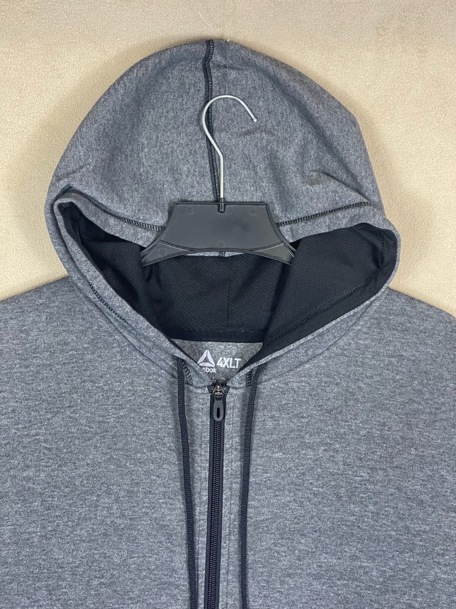 Reebok Full Zip Hoodie Jacket Mens 4XL Tall Gray Pocket