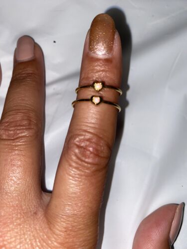 Anello Cuore Opale Delicato Cinque e Due Delicato Minimalista Misura 7 Gold Filled Nuovo - Foto 4 di 4