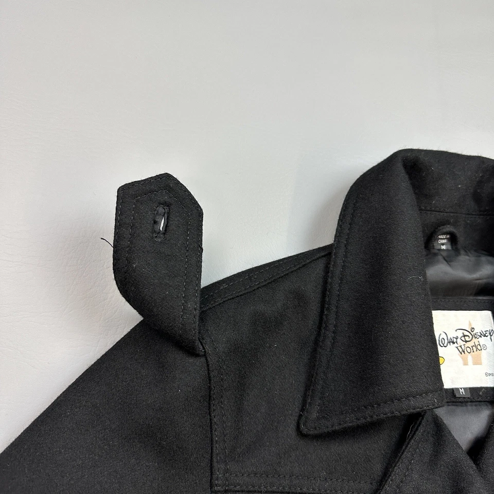 Chaqueta De Colección Walt Disney World Para Mujer Mediana Negra Mezcla Lana Chaquetón 71 Logo Foto 3 de 4