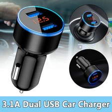 Black 3.1A Car Accessories Cigarette Lighter Phone Charger Digital LED Voltmeter