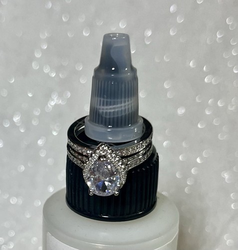 WHITE GOLD PLTD/WHITE SAPPHIRE Pear CUT BRIDAL/WEDDING/ENGAGEMENT Ring Set SZ 10 - Picture 15 of 18