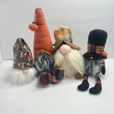 Fall Harvest Boho Farmhouse Fall Halloween Cute Enchanted Garden Gnome Lot of 4