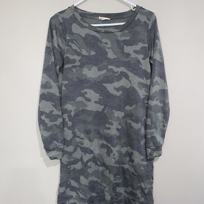 Jane Delancey Green Gray Camo Long Sleeve Sweatshirt dress