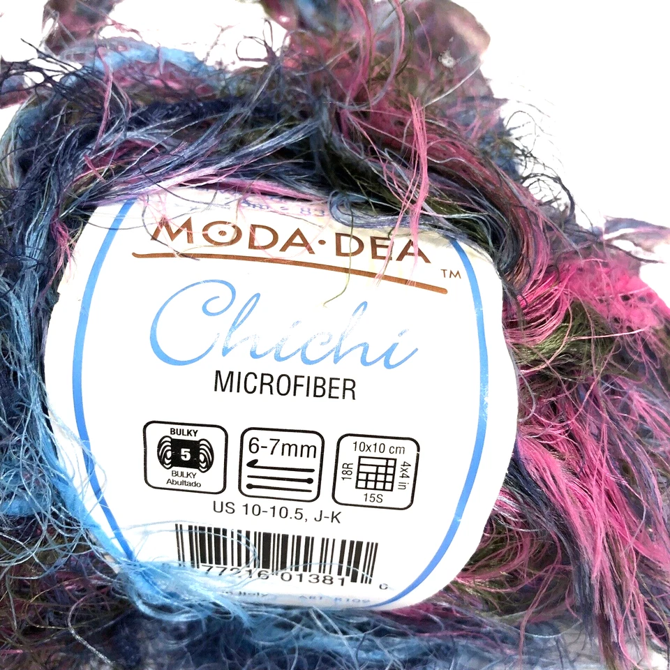 Moda Dea Chichi Yarn 4 Skeins Color #9948 Blue Green Pink Made in Italy - Image 2 of 4