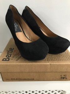 Bertie High Heels Wedge Shoes 37 Uk 4 Black Leather Suede Boxed Ebay