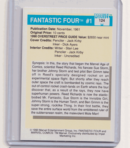 1990 Marvel Universe Series 1 Impel Trading Card - Fantastic Four 1 #124 MVC - Picture 2 of 2