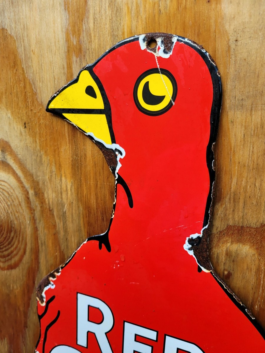 VINTAGE RED GOOSE PORCELAIN SIGN SHOES FOOTWEAR RETAIL
