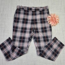 H m Skinny Cropped Plaid Brown Black  Pants Size 12