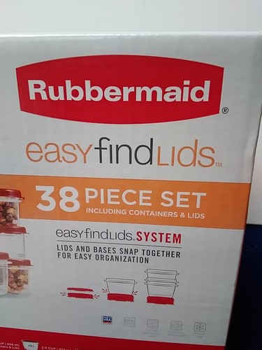 Rubbermaid 38 Piece set of Containers & Lids/Clear Bottom & Red Tops - Picture 2 of 9