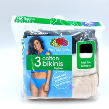 Fruit of the Loom Womens 3 Pack Cotton Tag Free Bikinis Size XL 8
