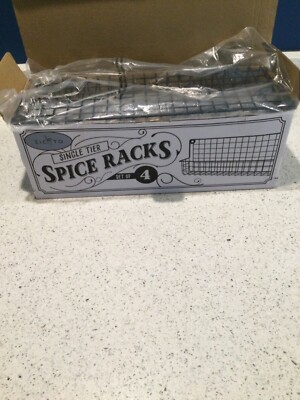 ZICOTO Spice Racks set of 4 Space Saving Shelves open box in plastic