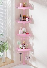 Pink Corner Shower Caddy - 4 Tier Adjustable Organizer,Rustproof Stainless Steel