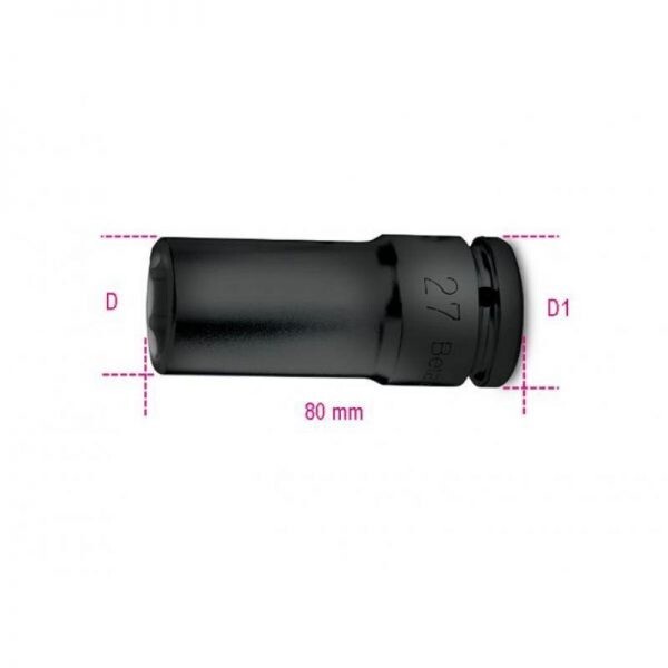 Beta 720L 1/2″ Dr Metric Deep Hexagon (6 Point) Impact Socket 19mm