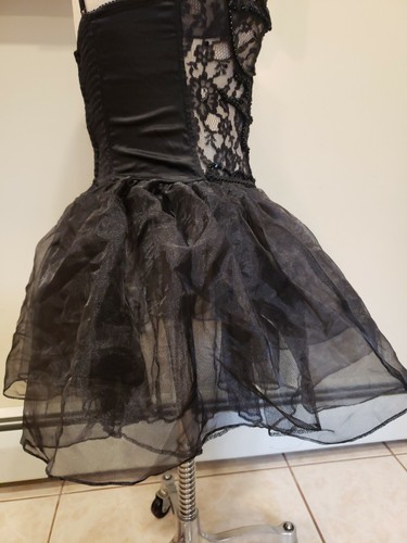 RARE Vintage Victoria' Secret Black Lace Corset Tutu Dress Lingerie Beaded New M - Picture 7 of 12