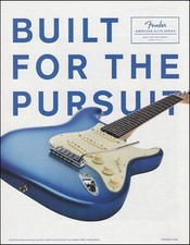 2016 Fender American Elite Series Blue Stratocaster guitar advertisement print