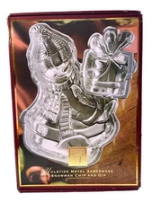 Lenox Yuletide Snowman Chip and Dip Metal Serveware Serving Tray Bowl