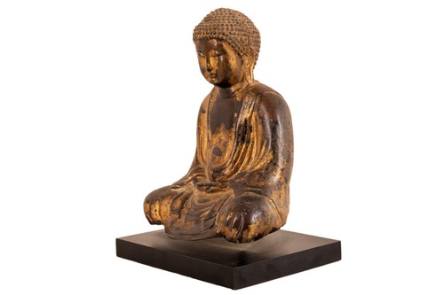 Ein Antiker Buddha Amitabha Bronze & Goldlack Japan 18./19. Jh. Edo / Meiji Zeit - Bild 7 von 8