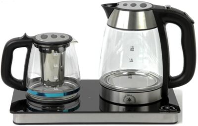 Russian Middle Eastern Electric Cordless Glass Double Tea Kettle