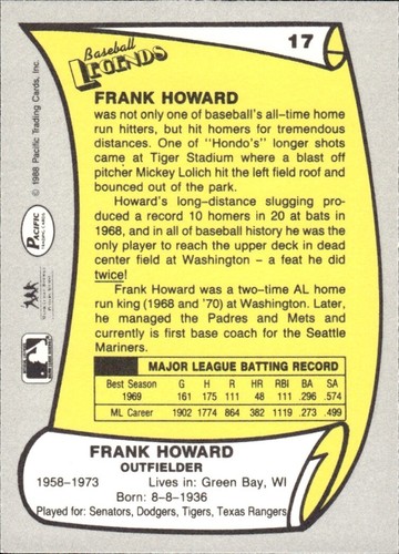 1988 and 1989 Pacific Baseball Legends MLB Set Break #1-#220 — You Choose! - Picture 35 of 441