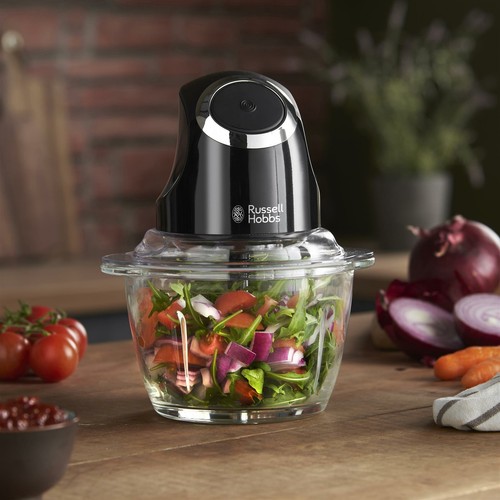 Russell Hobbs Matte Black Mini Chopper with 500ml Glass Bowl 24662